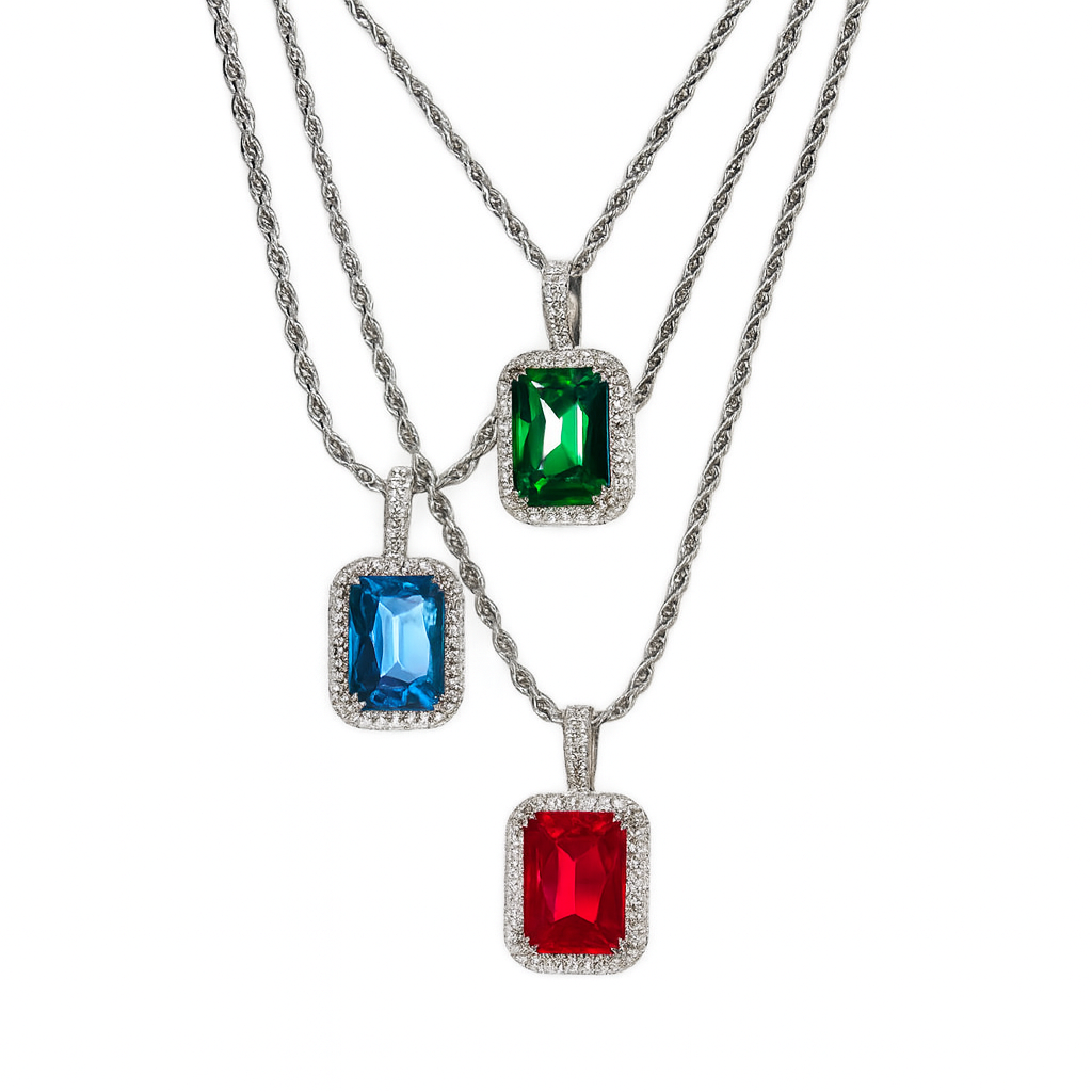 FRGD Iced Out Gemstone Pendant