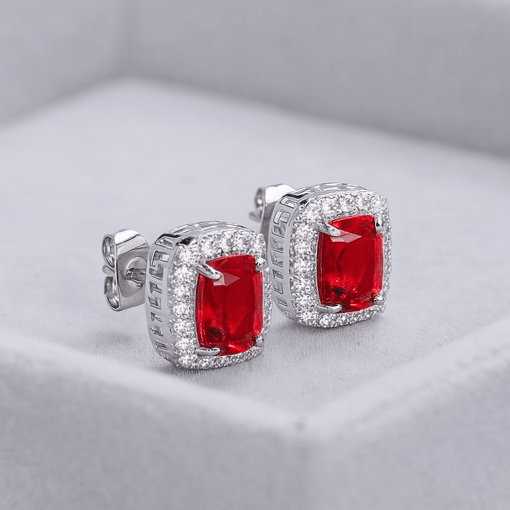 FRGD Iced Out Ruby Earrings