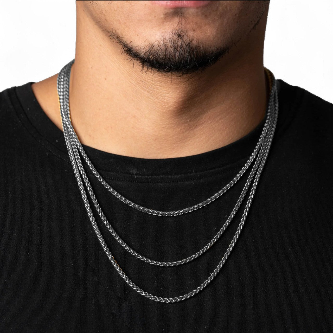 FRGD Silver Braided Wheat Square Chain