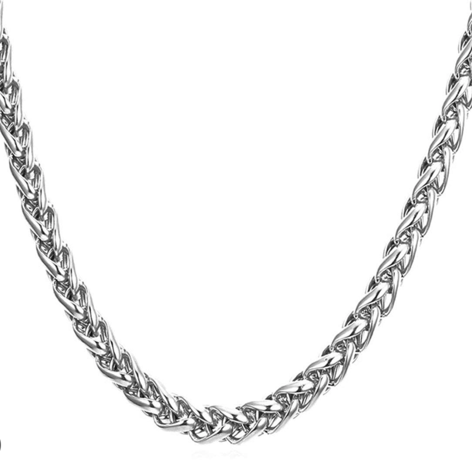FRGD Silver Braided Wheat Square Chain