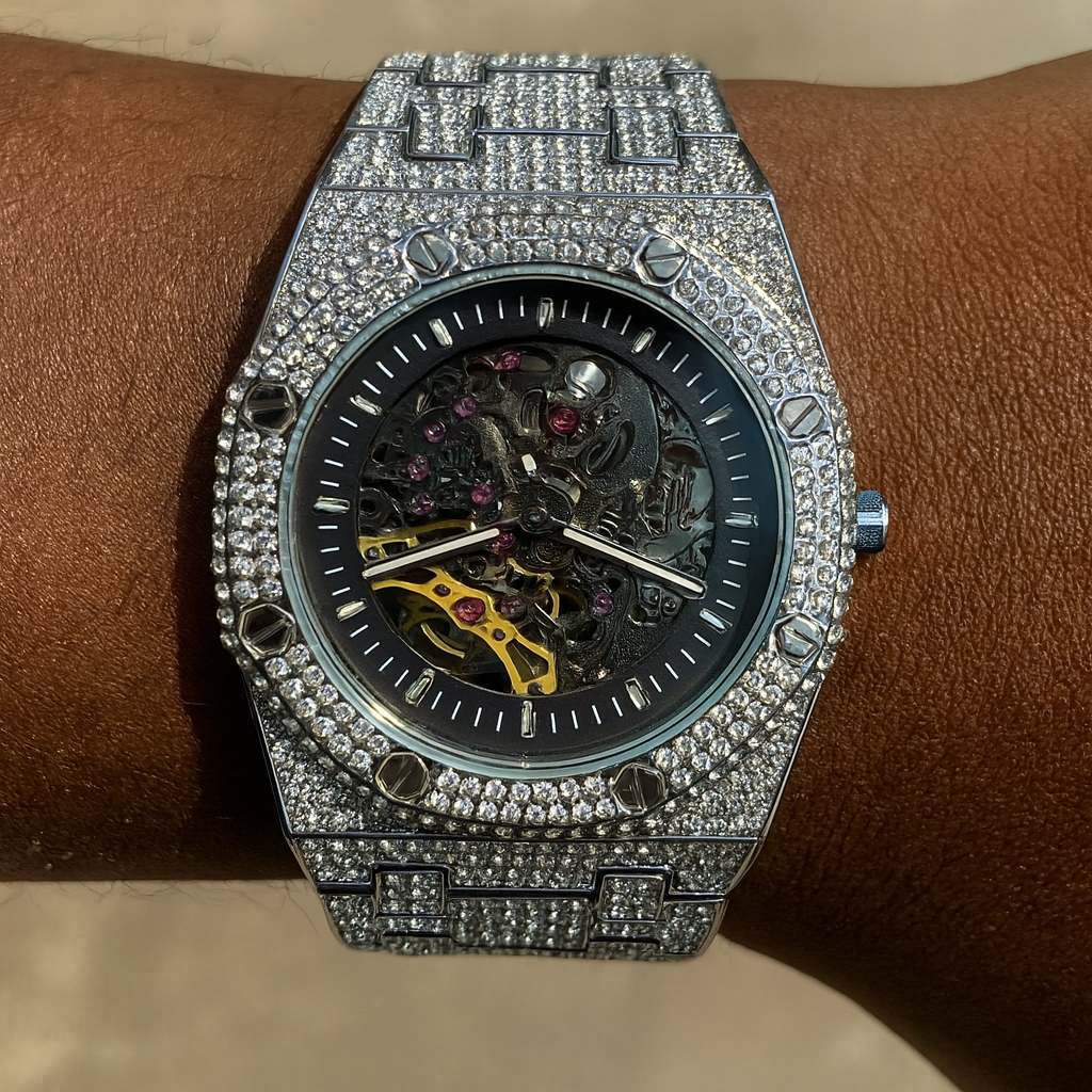 FRGD Iced Out Skeleton Watch