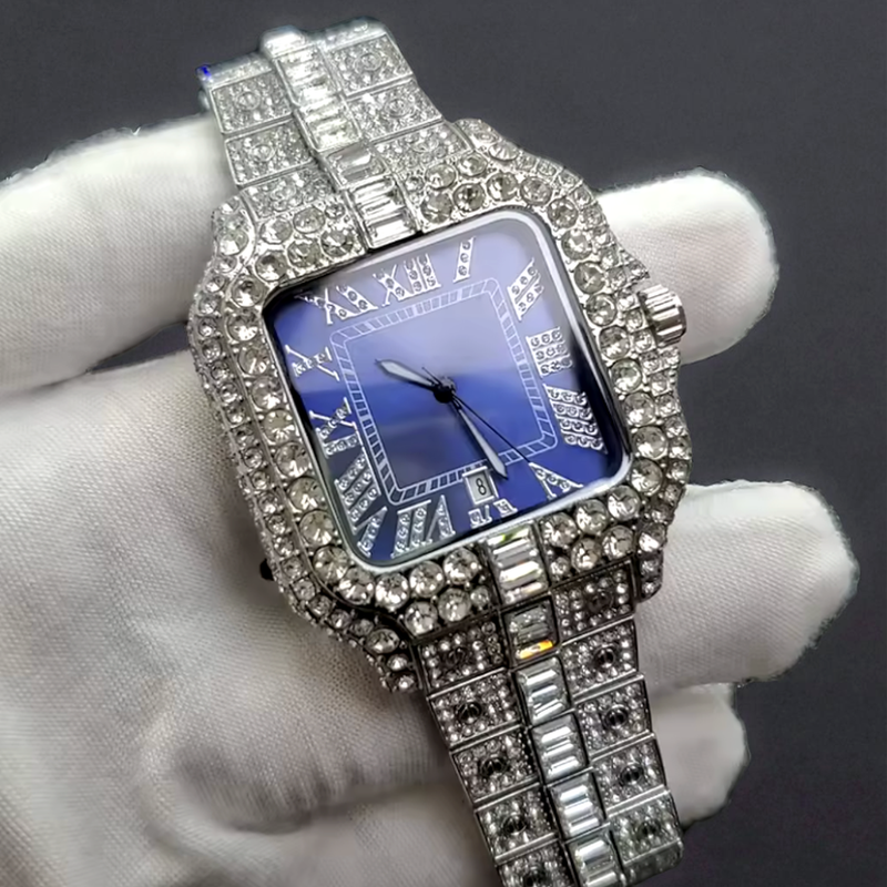 FRGD Iced Out Square Blue Watch