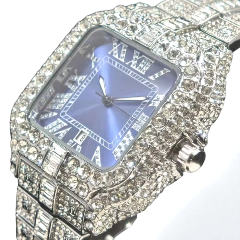 FRGD Iced Out Square Blue Watch