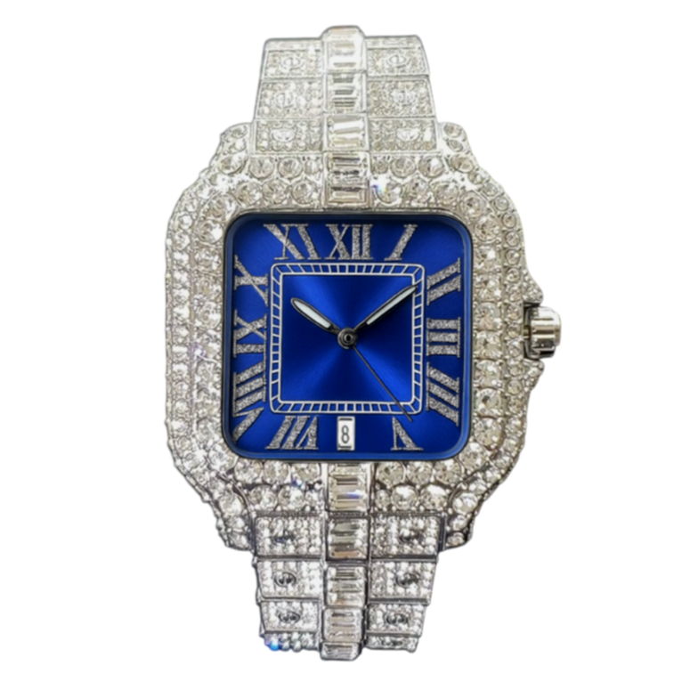 FRGD Iced Out Square Blue Watch